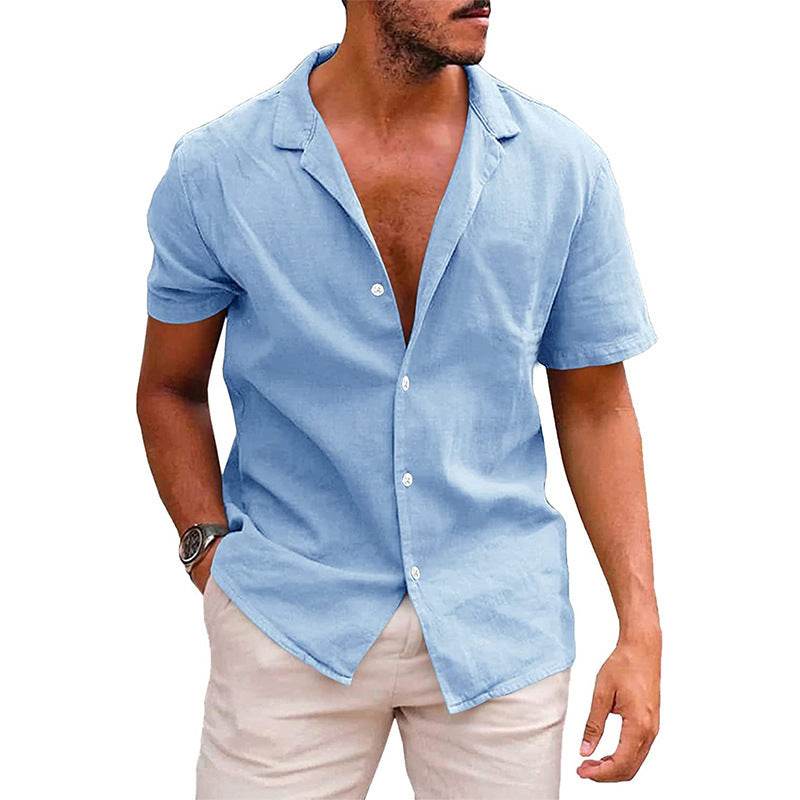 Men's Tops Casual Button Down Shirt Short Sleeve Beach Shirt Summer Mens Clothing - ProTrendyz