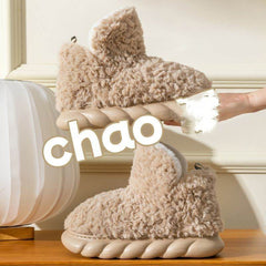 Winter Package Heeled Waterproof Home Indoor And Outdoor Wear Cute High Helper Cotton Slippers - ProTrendyz