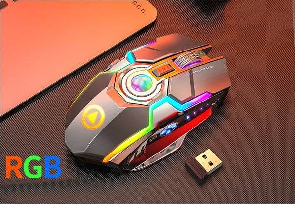 Color Wireless Gaming RGB Rechargeable Mute Button Mouse - ProTrendyz