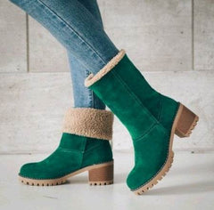 Mid-Tube Thick Heel Suede Snow Boots - ProTrendyz