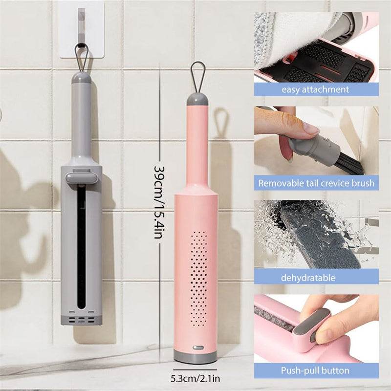 Rotatable Self-Squeeze Mini Mop With Crevice Brush Hand Wash-Free Flat Squeeze Mop With 2 Reusable Microfiber Pads, Microfiber Mop For Wet Dry Use Self Wringing Flat Mop For Floor Cleaning - ProTrendyz