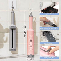 Rotatable Self-Squeeze Mini Mop With Crevice Brush Hand Wash-Free Flat Squeeze Mop With 2 Reusable Microfiber Pads, Microfiber Mop For Wet Dry Use Self Wringing Flat Mop For Floor Cleaning - ProTrendyz