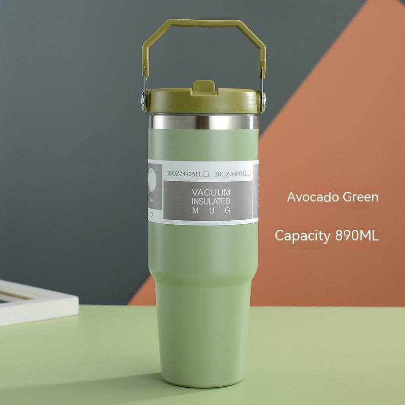 Portable Car Cup Stainless Steel Cup Travel Sports Water Bottle With Handle Cover Coffee Tumbler Cup - ProTrendyz