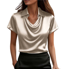 Fashionable Solid-Color Casual Lapel Collar Button-Down Short-Sleeve Shirt