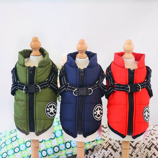 Waterproof Dog Clothes Winter Dog Coat With Harness Warm Pet Clothing Big Dog Jacket Chihuahua Labrador Coat Costume - ProTrendyz