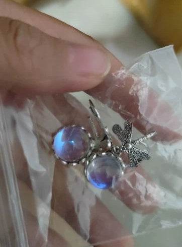 Fashion Jewelry Women's Earrings Hanging Vintage Dragonfly Pendant Earring Boho Chakra Blue Moonstone Drop Earrings For Women Wedding Charm Ethnic Jewellery - ProTrendyz