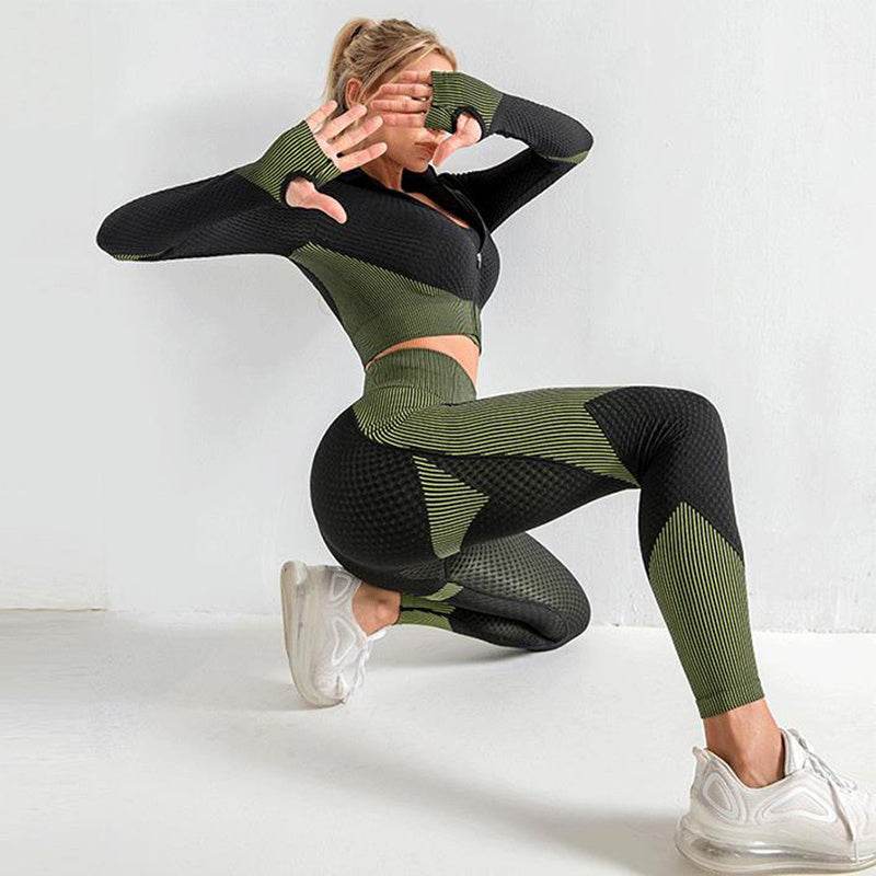 3PCS Yoga Set Seamless Sport Set Women Gym Clothing Leggings Women Crop Top Sports Bra Women Fitness Gym Set Womens Outfits Tracksuit - ProTrendyz