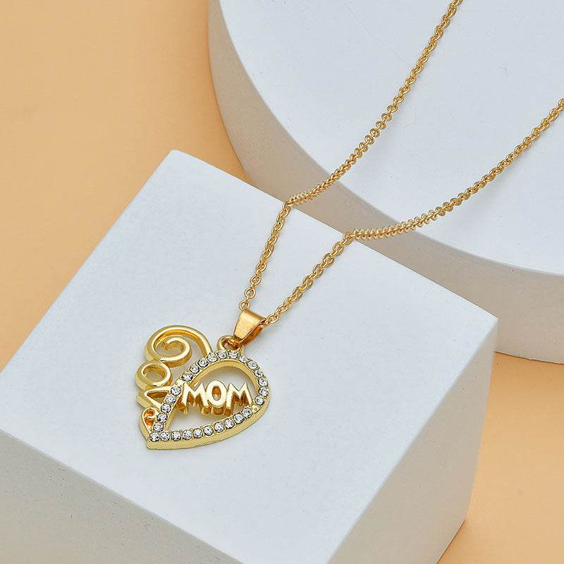 Mother's Day Mom Heart Shape With Diamond Letter Necklace For Women Fine Jewelry Women Accessories Fashion Jewelry - ProTrendyz