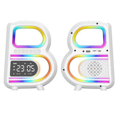 2025 New B-Shaped Bluetooth Speaker Multifunctional Smart Music Rhythm Lighting Phone Wireless Charger TF Card AUX Input Standard Mode - ProTrendyz
