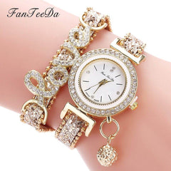 FanTeeDa Brand Women Bracelet Watches Ladies Watch Rhinestones Clock Womens Fashion Dress Wristwatch Relogio Feminino Gift - ProTrendyz