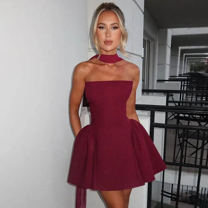 Sexy Tube Top Dress With Back Zipper Design Ins Fashion Short Dress For Party Clothing Women - ProTrendyz