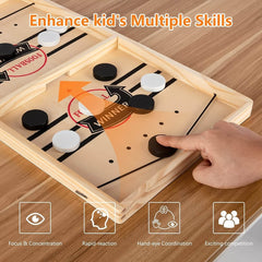 Fast Sling Puck Game,Wooden Hockey Game,Super Foosball Table,Desktop Battle Parent-Child Interaction Winner Slingshot Game,Adults And Kids Family Game Toys - ProTrendyz