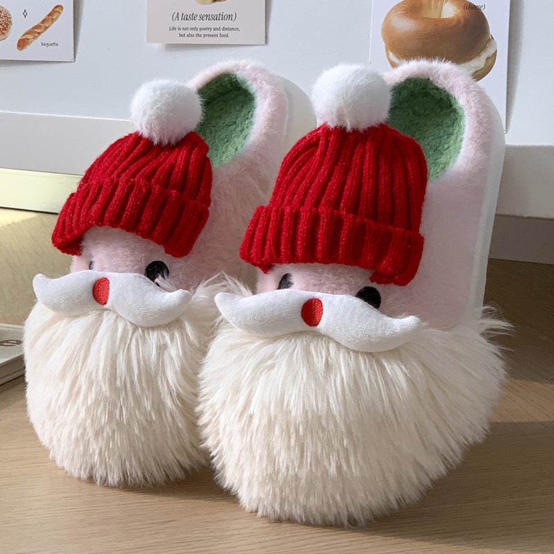 Cute Christmas Santa Claus Home Slippers Winter Warm Indoor Non-slip Floor Plush Shoes For Women - ProTrendyz