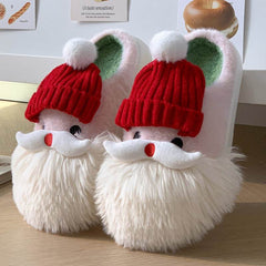 Cute Christmas Santa Claus Home Slippers Winter Warm Indoor Non-slip Floor Plush Shoes For Women - ProTrendyz