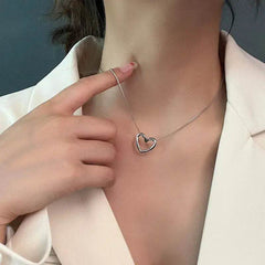 Fashion Jewelry Tainless Steel Twist Hollow Heart Pendant Necklace For Women Spicy Girls Simple Clavicle Chain Jewelry Gift - ProTrendyz