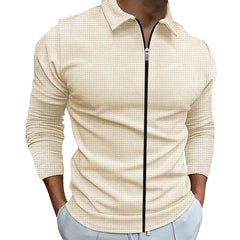 Men's Clothing Waffle Style Zipped Lapel Jacket Outdoor Sports Tops - ProTrendyz