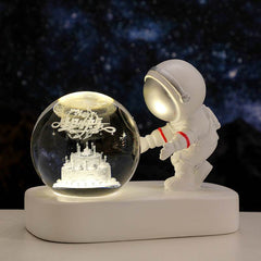 Glowing Planetary Galaxy Astronaut Crystal Ball Night Lights USB Power Warm Bedside Light Brithday Gift Night Lamp - ProTrendyz