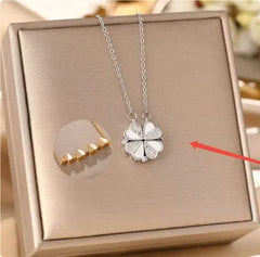 Luxury Four Leaf Clover Pendant Necklace Stainless Steel Crystal Heart Jewelry For Women Gift - ProTrendyz