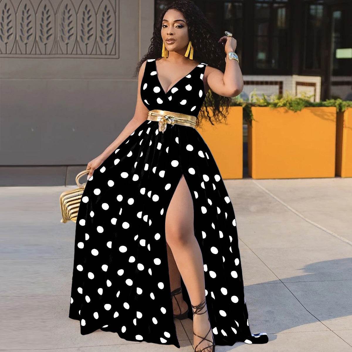 Sexy Dresses Women Party Ladies Belt Plus Size Forked Club Dresses - ProTrendyz