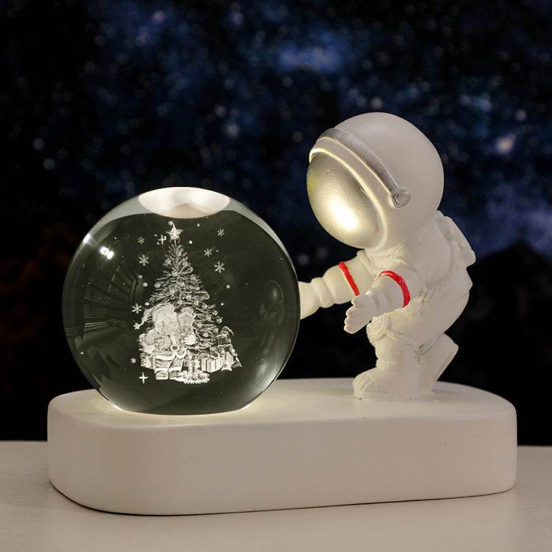 Glowing Planetary Galaxy Astronaut Crystal Ball Night Lights USB Power Warm Bedside Light Brithday Gift Night Lamp - ProTrendyz