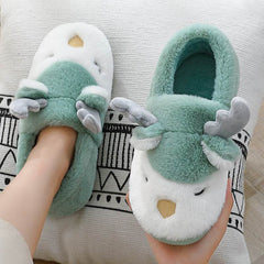 Christmas Shoes Winter Home Slippers Elk Plush Bedroom Slipper House Shoes For Women Men - ProTrendyz