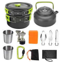 Camping Cookware Kit Outdoor Cooking Set Aluminum Equipment Outdoor Pot Travel Tableware Kitchen Hiking Picnic Emergency BBQ - ProTrendyz