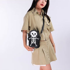 Halloween Skull Shoulder Bag Y2K Fashion Funny Cute Messenger Crossbody Bags Women Small Phone Bag