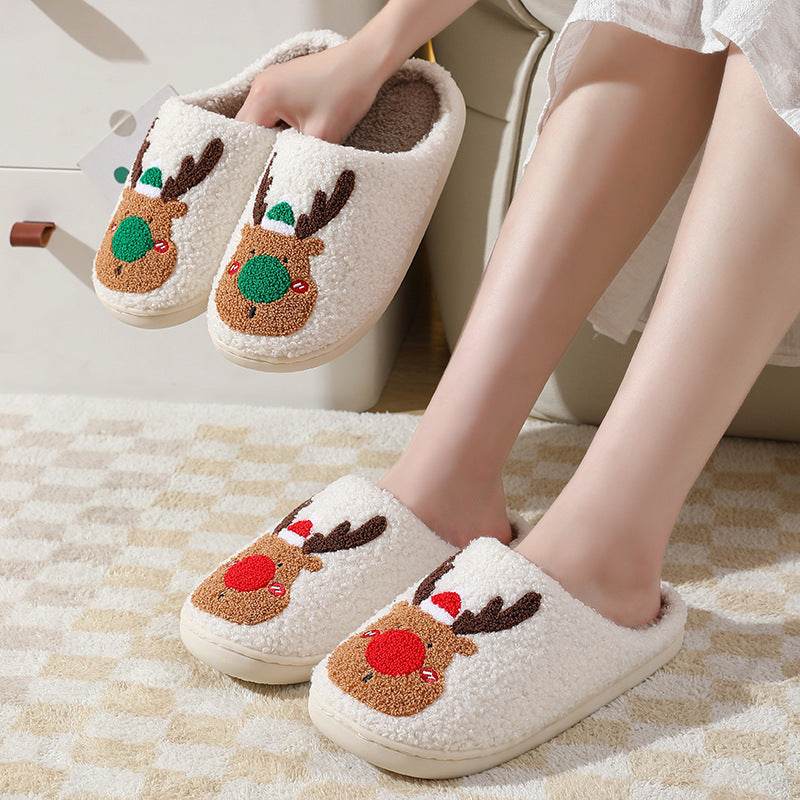 Christmas Shoes Winter Home Slippers Elk Soft Cozy Bedroom Slipper Slip On House Shoes - ProTrendyz