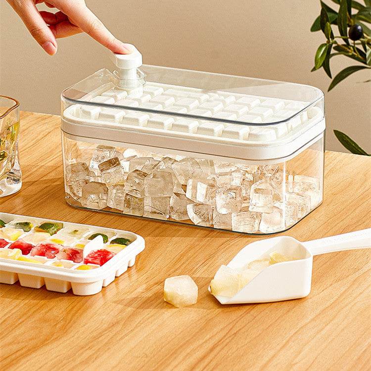 One-button Press Type Ice Mold Box Plastics Ice Cube Maker Ice Tray Mold With Storage Box With Lid Bar Kitchen Accessories - ProTrendyz