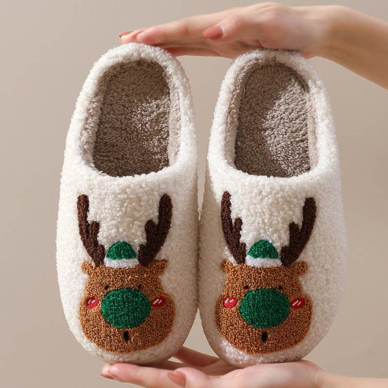 Christmas Shoes Winter Home Slippers Elk Soft Cozy Bedroom Slipper Slip On House Shoes - ProTrendyz