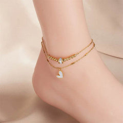 Fashion Jewelry Boho Classic Love Heart Ankle Chain Double Layer Chain Bracelet Anklet Charm Tassel Leg Chain On Foot Chain Women Party Jewelry Accessories - ProTrendyz