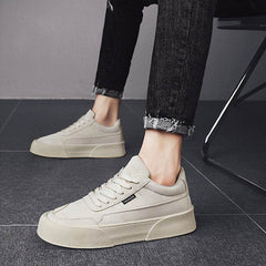 Casual Board Flat Shoes Men Breathable Thick-soled Lace-up Sneakers For Walking Running - ProTrendyz