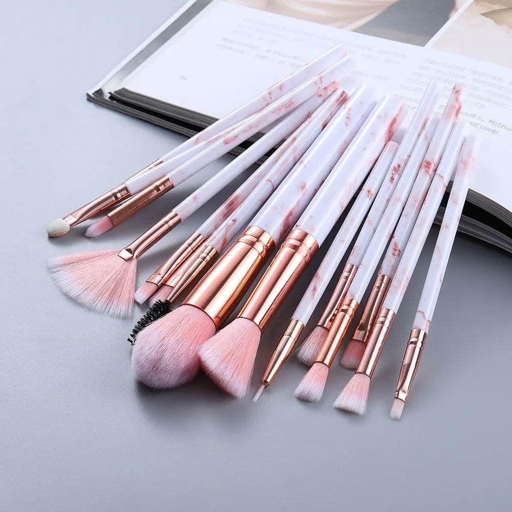 15 Marbled Design Makeup Brushes Set US - ProTrendyz