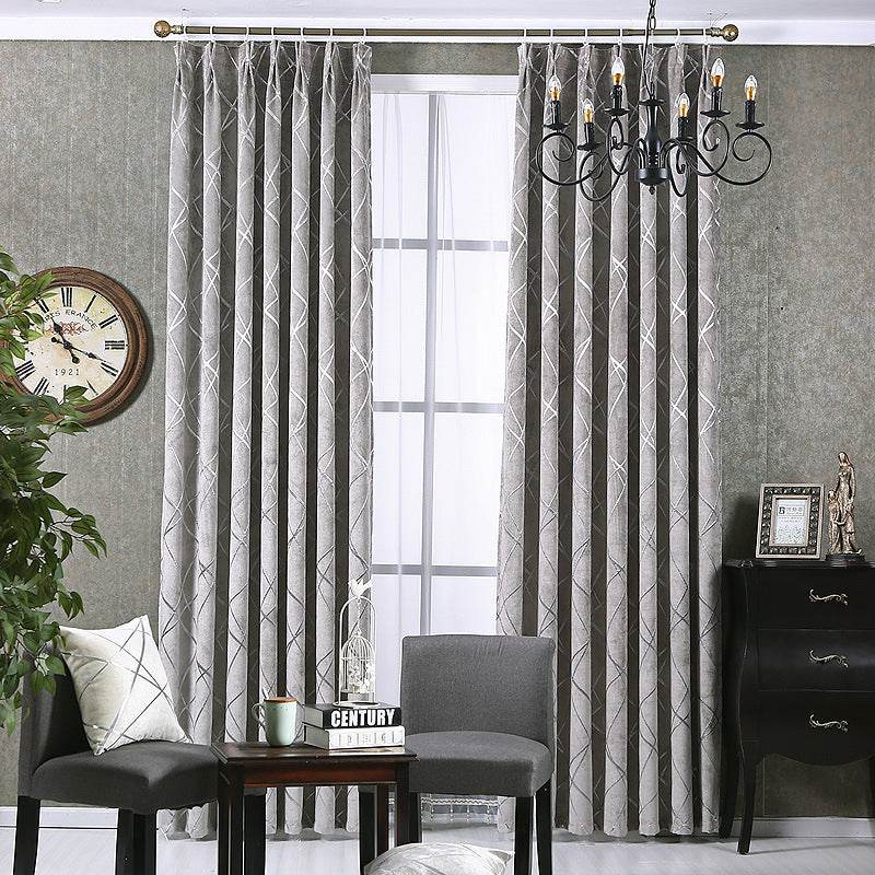 Solid Color Simple Modern Light Luxury Living Room Chenille Blackout Curtains - ProTrendyz