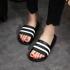 Striped Bath Plastic Stall Household Shoes Men's Bathroom Sandals And Slippers - ProTrendyz