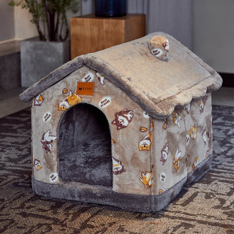 Foldable Dog House Pet Cat Bed Winter Dog Villa Sleep Kennel Removable Nest Warm Enclosed Cave Sofa Pets Supplies - ProTrendyz