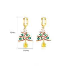 New Christmas Tree Earrings With Colorful Rhinestones Fashion Personality Shining Earrings Gift For Women Jewelry - ProTrendyz