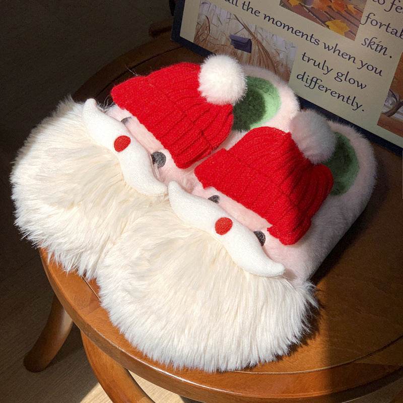 Cute Christmas Santa Claus Home Slippers Winter Warm Indoor Non-slip Floor Plush Shoes For Women - ProTrendyz