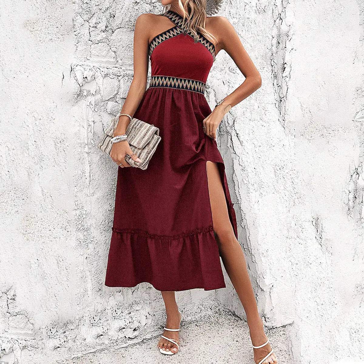 Women's Elegant Halter High Waist Dress - ProTrendyz