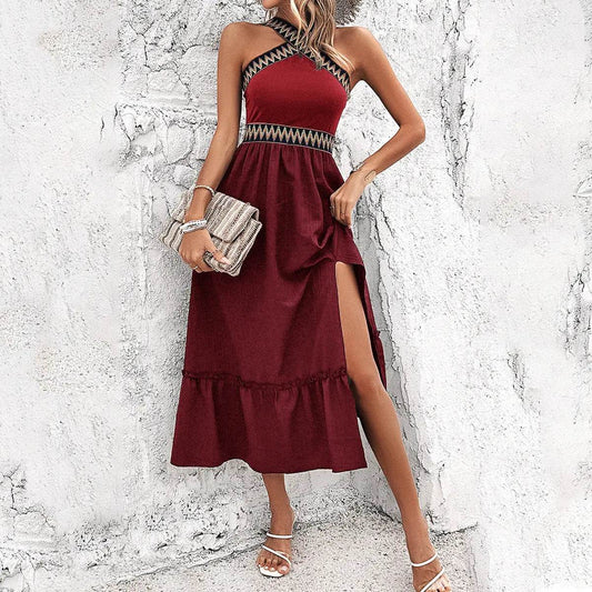 Women's Elegant Halter High Waist Dress - ProTrendyz