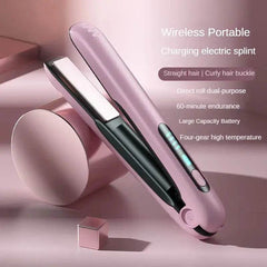 Wireless Hair Straightener Flat Iron Mini 2 IN 1 Roller USB 5000mAh Max 200 Degree Portable Cordless Curler 4 Levels Dry And Wet Uses - ProTrendyz
