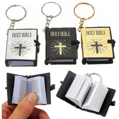 Mini English HOLY BIBLE Key Chains Real Paper Readable Bible Christian Keyrings Car Key Chains Bag Ornaments Religious Jewelry - ProTrendyz