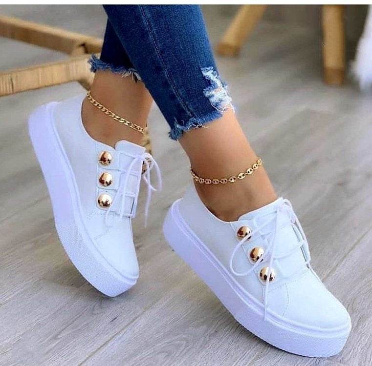 Lace-up Flats Sneakers Women Rivet Casual Shoes - ProTrendyz