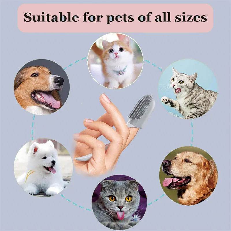 Dog Tooth Cleaning Brush Care Finger Wrap Cat Dog Oral Cleaning Toothbrush Tool Silicone Dog Cat Finger Toothbrush Supplies Pet Products - ProTrendyz