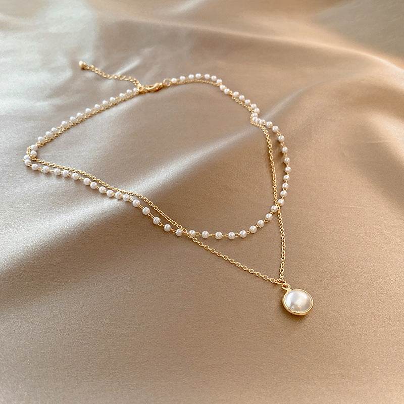 Summer Double-layer Pearls Necklace INS Fashion Clavicle Chain Necklace Jewelry For Beach - ProTrendyz