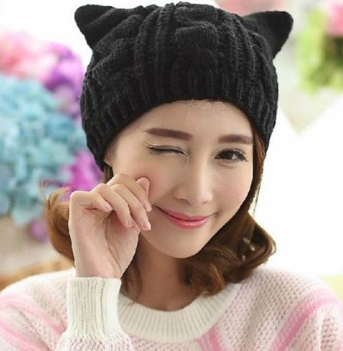 Hand Made 3D Cute Knitted Cat Ear Beanie For Winter - ProTrendyz