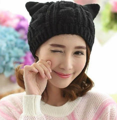 Hand Made 3D Cute Knitted Cat Ear Beanie For Winter - ProTrendyz