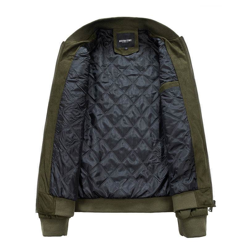 Suede Stand Collar Men's Jacket Double Zipper Pocket Clothing Mens - ProTrendyz