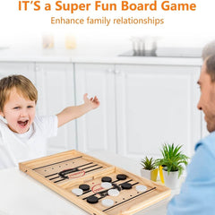 Fast Sling Puck Game,Wooden Hockey Game,Super Foosball Table,Desktop Battle Parent-Child Interaction Winner Slingshot Game,Adults And Kids Family Game Toys - ProTrendyz
