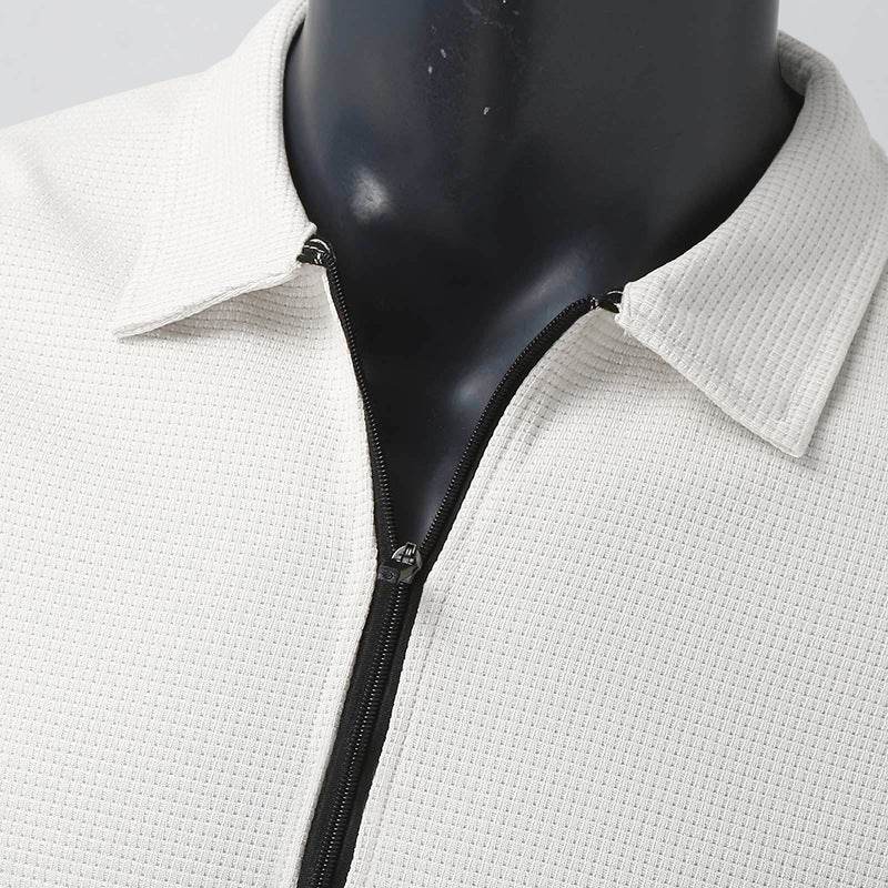 Men's Clothing Waffle Style Zipped Lapel Jacket Outdoor Sports Tops - ProTrendyz